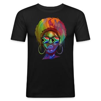 Südafrika - Männer Slim Fit T-Shirt - Schwarz - Vorne - Nik (191cm)