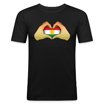 Kurdistan - Männer Slim Fit T-Shirt - Schwarz - Vorne - Nik (191cm)