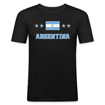 Argentine - T-shirt près du corps Homme - noir - Devant - Nik (191cm)