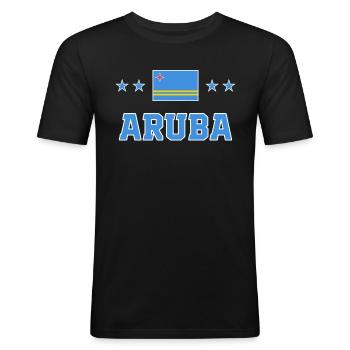 Aruba - Men's Slim Fit T-Shirt - black - Front - Nik (191cm)