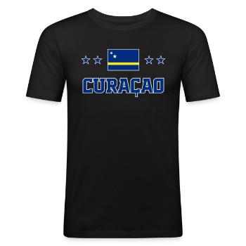 Curaçao - Men's Slim Fit T-Shirt - black - Front - Nik (191cm)
