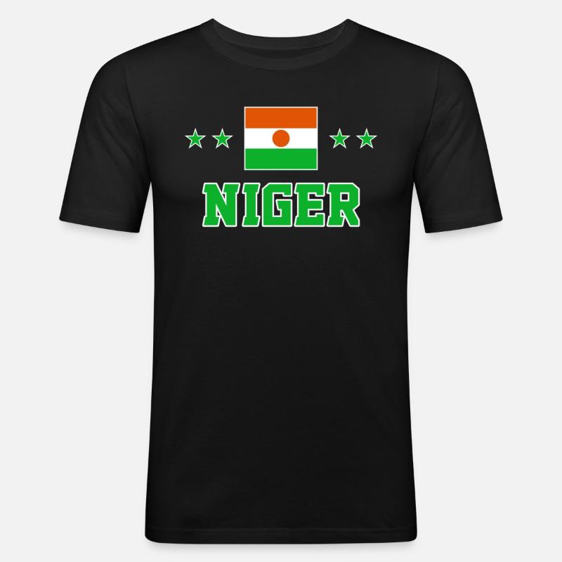 Niger - Männer Slim Fit T-Shirt - Schwarz