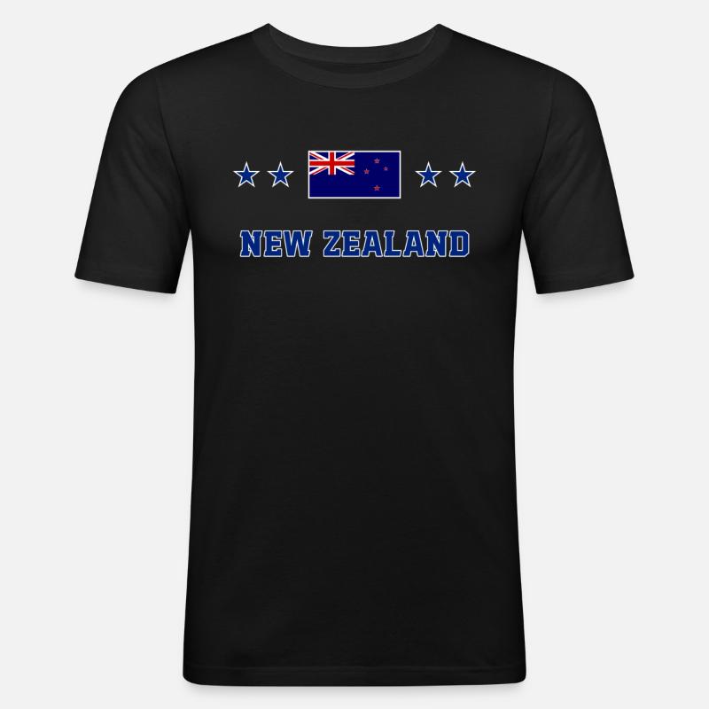 Neuseeland - Männer Slim Fit T-Shirt - Schwarz