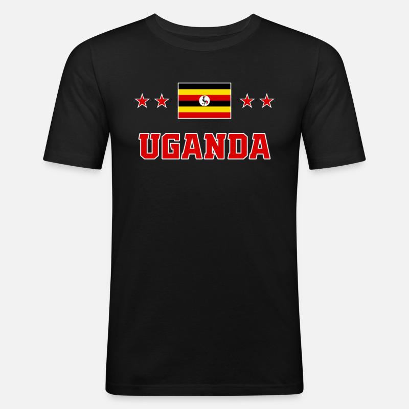 Uganda - Männer Slim Fit T-Shirt - Schwarz