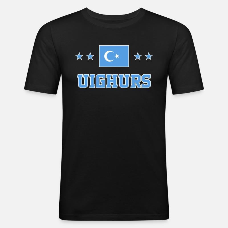 Uiguren - Männer Slim Fit T-Shirt - Schwarz