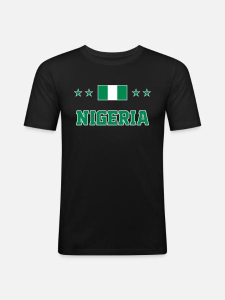 Nigeria - Männer Slim Fit T-Shirt - Schwarz