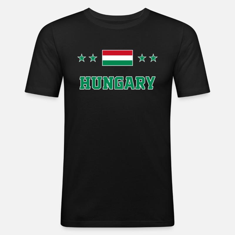 Ungarn - Männer Slim Fit T-Shirt - Schwarz