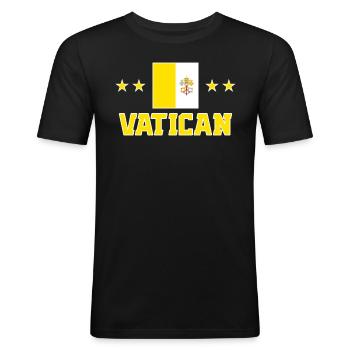 Vatican - T-shirt près du corps Homme - noir - Devant - Nik (191cm)