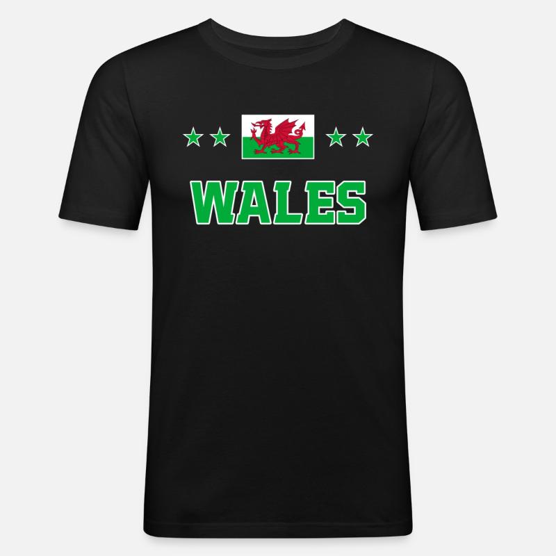 Wales - Männer Slim Fit T-Shirt - Schwarz