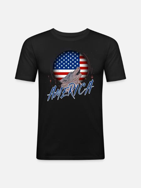 America - Men's Slim Fit T-Shirt - black