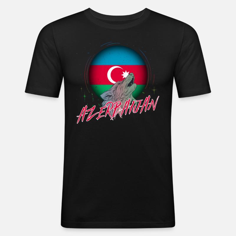 Aserbaidschan - Männer Slim Fit T-Shirt - Schwarz
