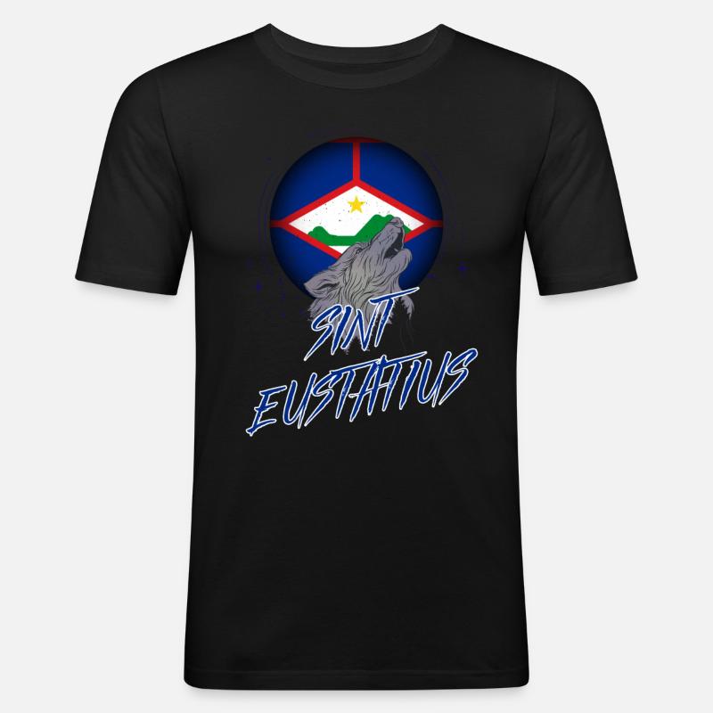 Sint Eustatius - Männer Slim Fit T-Shirt - Schwarz