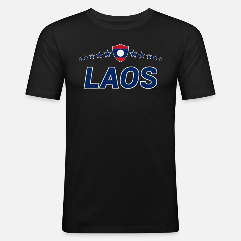 Laos - Männer Slim Fit T-Shirt - Schwarz