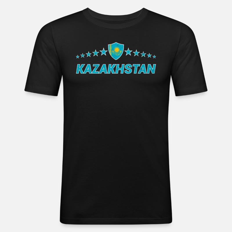 Kasachstan - Männer Slim Fit T-Shirt - Schwarz