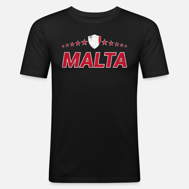 Malta - Männer Slim Fit T-Shirt - Schwarz