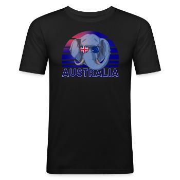 Australie - T-shirt près du corps Homme - noir - Devant - Nik (191cm)
