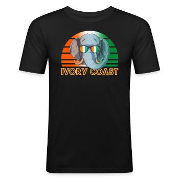 Ivory Coast - Men's Slim Fit T-Shirt - black - Front - Nik (191cm)