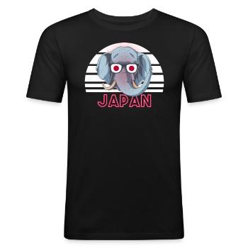 Japan - Männer Slim Fit T-Shirt - Schwarz - Vorne - Nik (191cm)