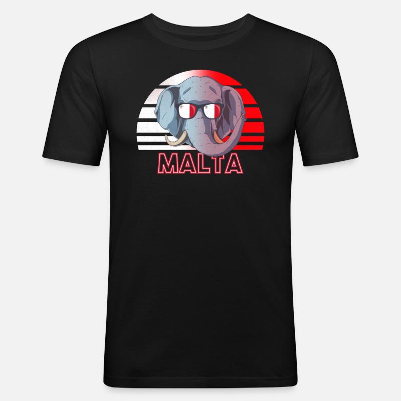 Malta - Männer Slim Fit T-Shirt - Schwarz