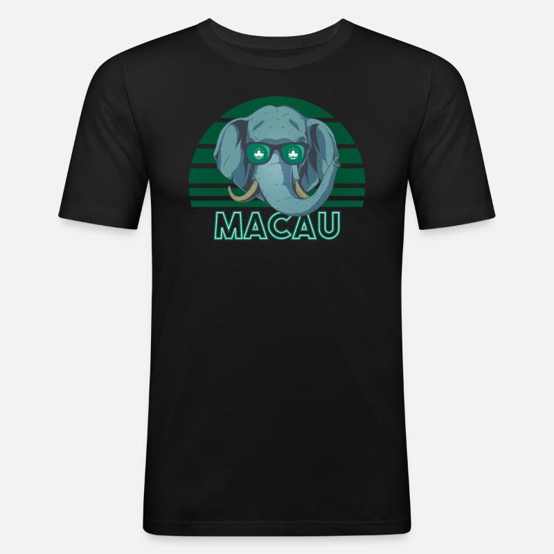 Macau - Männer Slim Fit T-Shirt - Schwarz