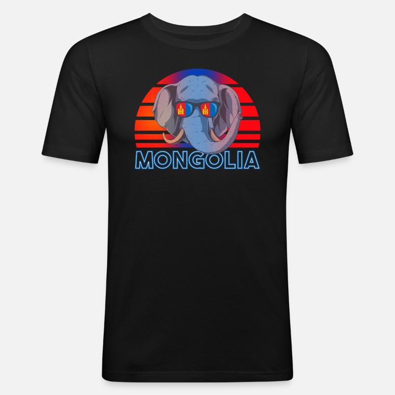 Mongolei - Männer Slim Fit T-Shirt - Schwarz