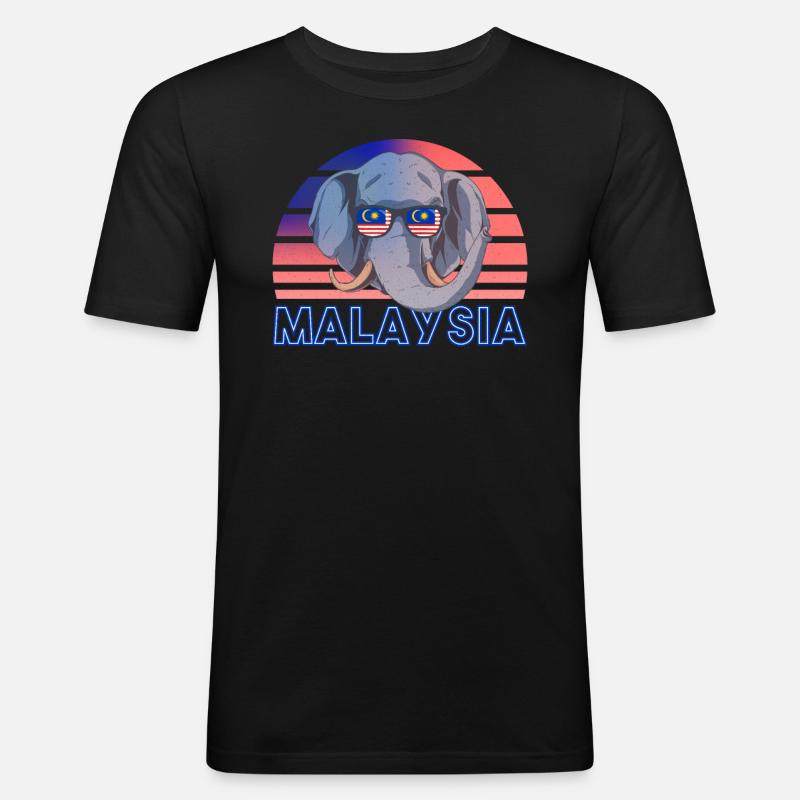 Malaysia - Männer Slim Fit T-Shirt - Schwarz