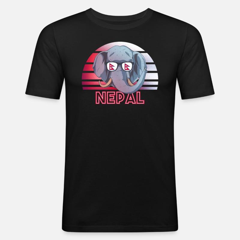 Nepal - Männer Slim Fit T-Shirt - Schwarz