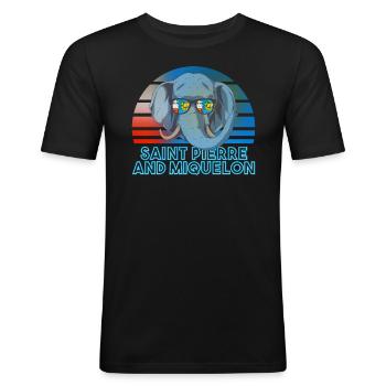 St. Pierre und Miquelon - Männer Slim Fit T-Shirt - Schwarz - Vorne - Nik (191cm)