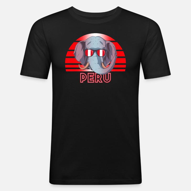 Peru - Männer Slim Fit T-Shirt - Schwarz
