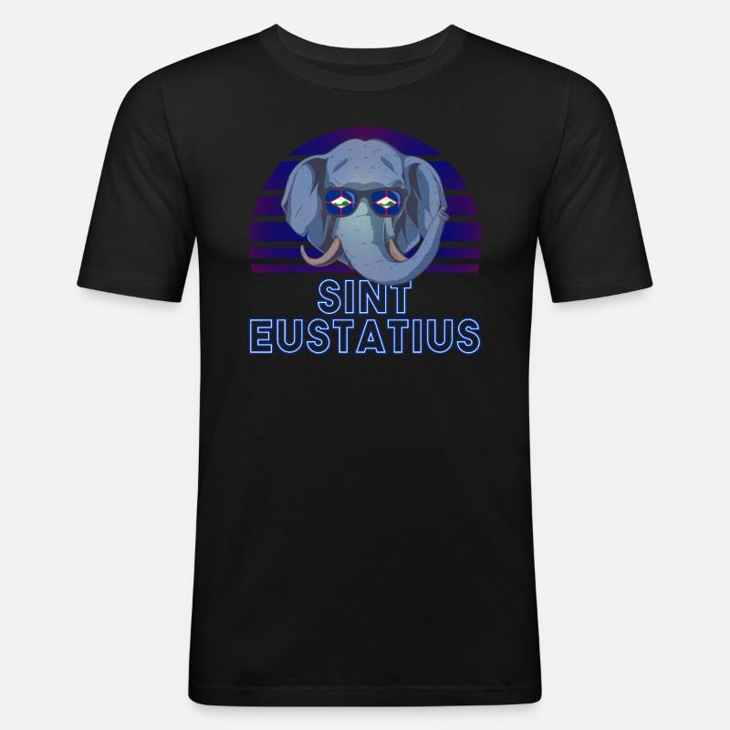 Sint Eustatius - Männer Slim Fit T-Shirt - Schwarz