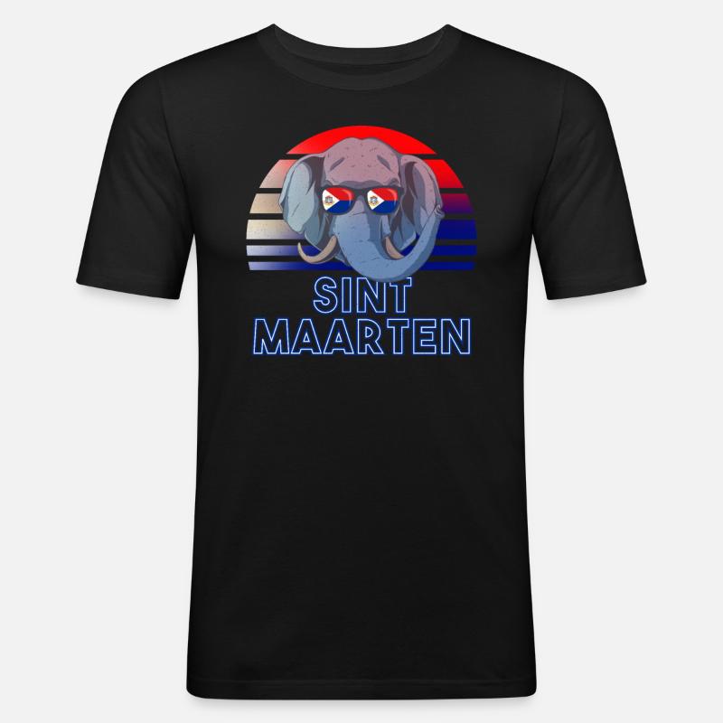 Sint Maarten - Männer Slim Fit T-Shirt - Schwarz