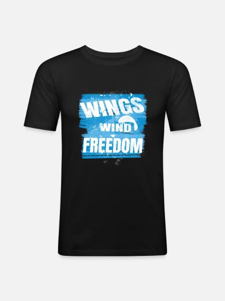 Wings Wind Freedom – Paragliding Design - Men's Slim Fit T-Shirt - black