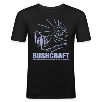 Bushcraft - Busch Genie mit Craftiness - Männer Slim Fit T-Shirt - Schwarz - Vorne - Nik (191cm)