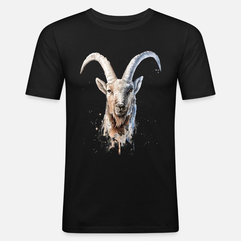 Steinbock - Männer Slim Fit T-Shirt - Schwarz