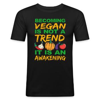 Vegan Vegan Vegan Vegan Vegan Veggie Dire les droits des animaux - T-shirt près du corps Homme - noir - Devant - Nik (191cm)
