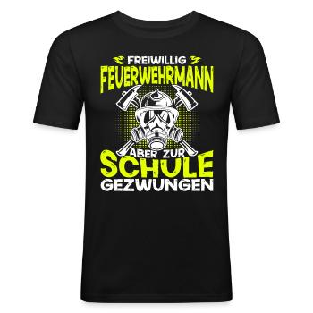 Feuerwehrmann Jugendfeuerwehr Freiwillige Feuerweh - Männer Slim Fit T-Shirt - Schwarz - Vorne - Nik (191cm)