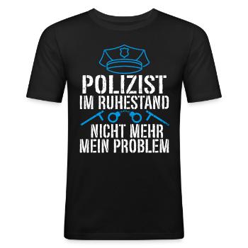 Polizist Ruhestand Ausstand Verabschiedung Polizei - Männer Slim Fit T-Shirt - Schwarz - Vorne - Nik (191cm)