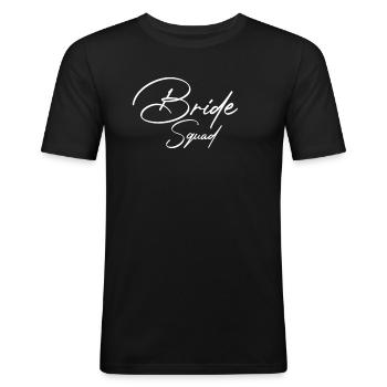 Bride Squad Bachelorette Team Braut - Männer Slim Fit T-Shirt - Schwarz - Vorne - Nik (191cm)