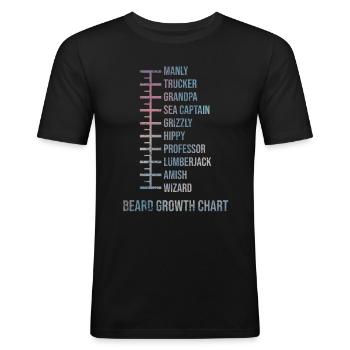 Beard Measurement Chart - Men's Slim Fit T-Shirt - black - Front - Nik (191cm)
