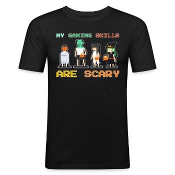 My Gaming Skills Are Scary - Fun - Men's Slim Fit T-Shirt - black - Front - Nik (191cm)