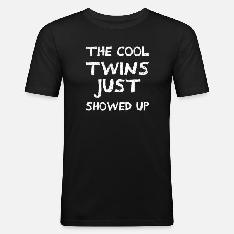 Die coolen Zwillinge sind gerade - Männer Slim Fit T-Shirt - Schwarz