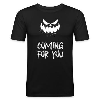 Coming For You – Gruseliges - Männer Slim Fit T-Shirt - Schwarz - Vorne - Nik (191cm)