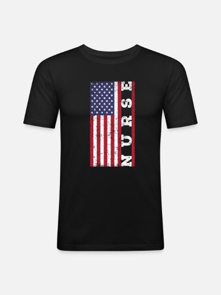Patriotic nurse, - Men's Slim Fit T-Shirt - black