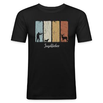 Lustiges Jagdfieber Jäger Jagd Dackel - Männer Slim Fit T-Shirt - Schwarz - Vorne - Nik (191cm)
