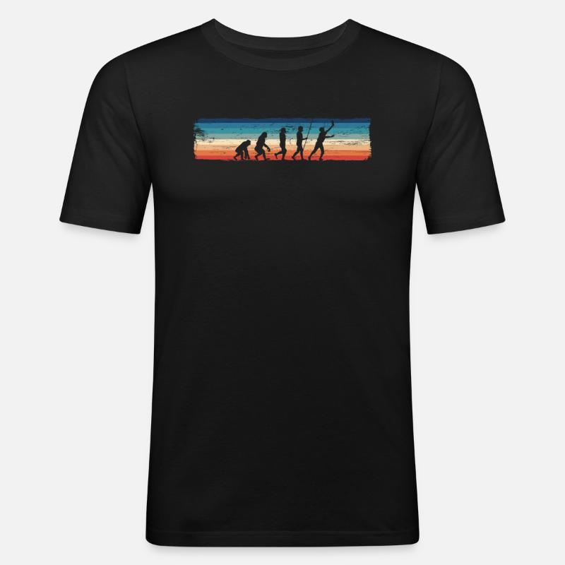 Evolution des Baseballs — - Männer Slim Fit T-Shirt - Schwarz