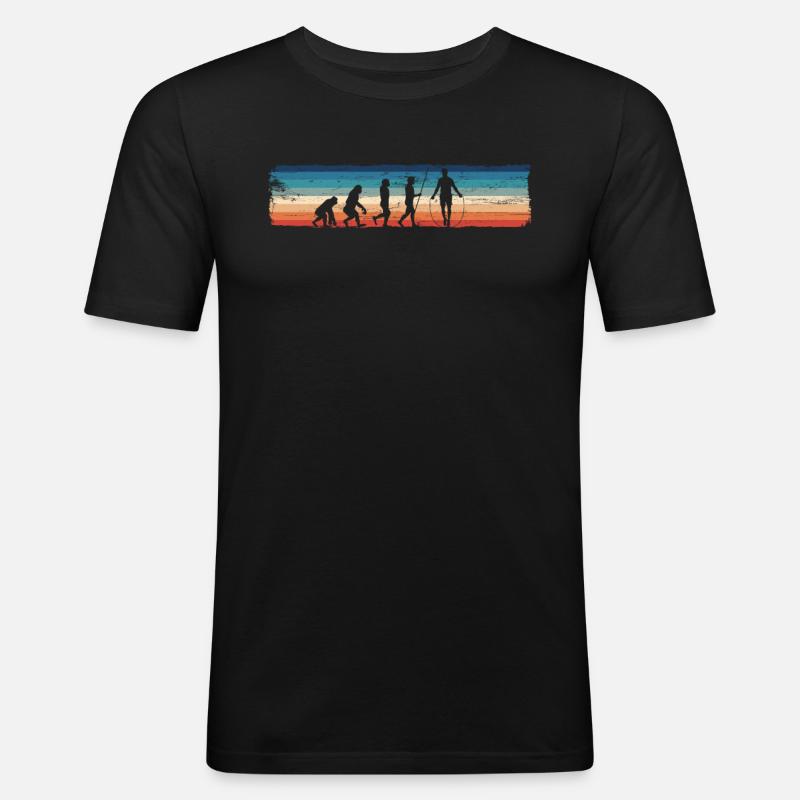 Retro Springseil Evolution - Lustiges - Männer Slim Fit T-Shirt - Schwarz