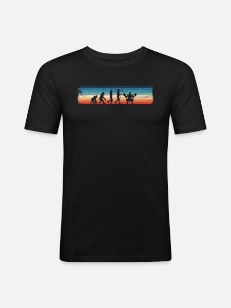 Retro Bodybuilding Powerlifting Exercise - Men's Slim Fit T-Shirt - black