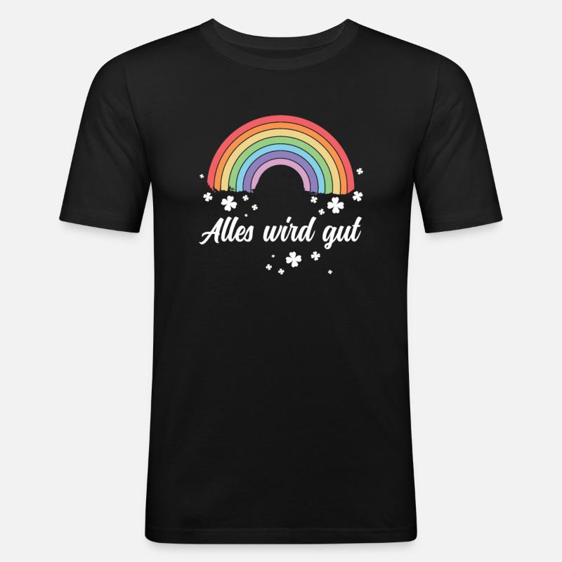 Regenbogen - Alles wird gut! - Männer Slim Fit T-Shirt - Schwarz