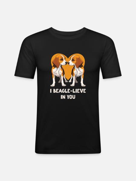 I Beagle-lieve In You Saint-Valentin - T-shirt près du corps Homme - noir