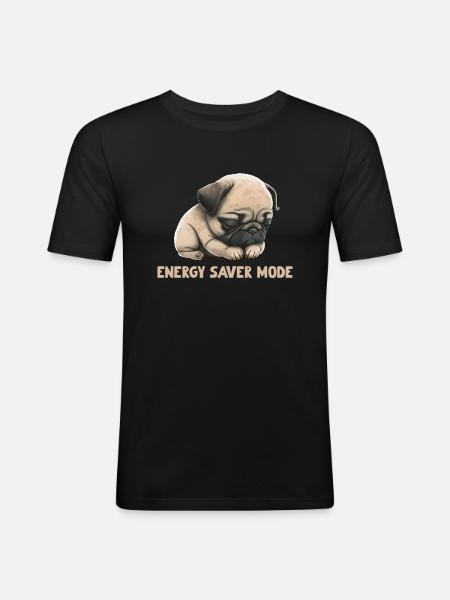 Sleeping Pug Energy Saver Mode - Men's Slim Fit T-Shirt - black